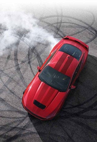 Overhead view of a 2024 Ford Mustang® model with tire tracks on pavement | Lombard Ford in Winsted CT